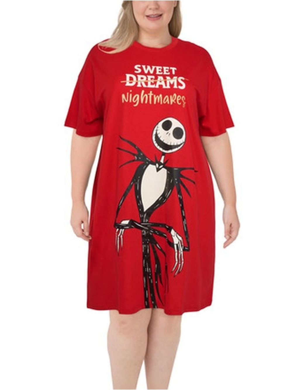 5/$25 Disney The Nightmare Before Christmas Red Graphic Nightgown Size 2X